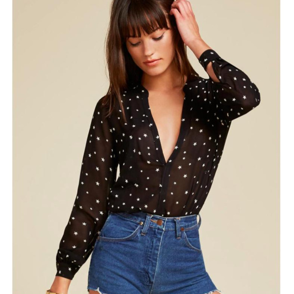 Reformation Tops - Reformation Star Blouse Black and White